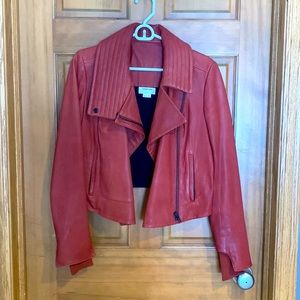 Helmet Lang Oxblood Motorcycle Leather Jacket